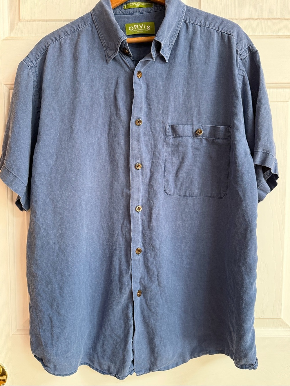 Orvis Hemp Blend Short-Sleeve Button-Down Shirt in Slate Blue